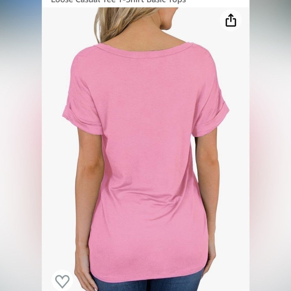 NWT Women's Short Sleeve V-Neck Shirts Loose Casual Tee T-Shirt Basic Tops - Picture 3 of 5